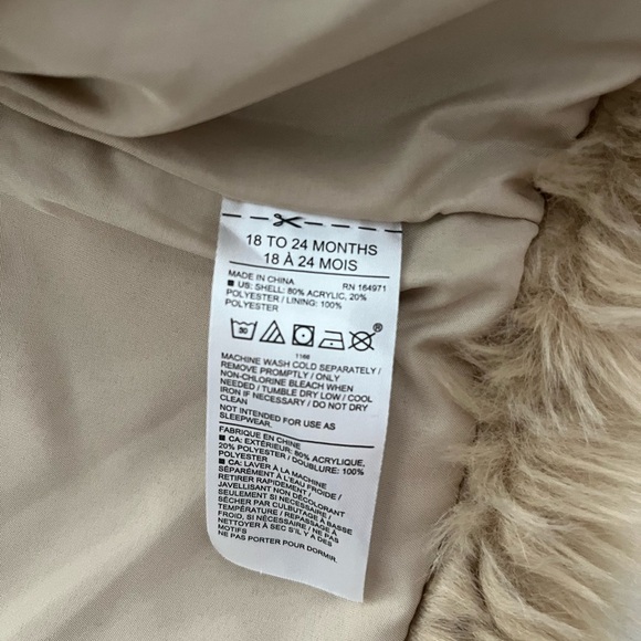 Kids Faux Fur Bolero Coat - Beige - Picture 4 of 4